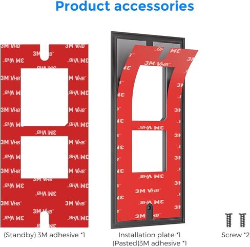 No-Drill Mount for Ring Video Doorbell Wired (Model 5AT3T5, 2021 Release) – Strong 3M VHB Adhesive Plate, Renter-Friendly Replace Backplate, Easy Installation for Apartments Houses Offices in Saudi Arabia