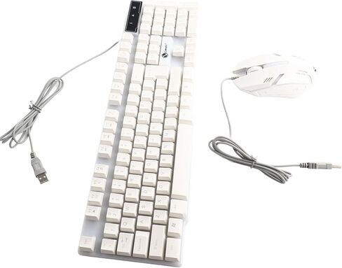 Dpofirs LED Gaming Keyboard and Mouse Combination USB Mechanical Performance Transparent Sound for Vista OS PC Burpportop TV ABS White 104 Keys (White) in Saudi Arabia