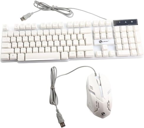 Dpofirs LED Gaming Keyboard and Mouse Combination USB Mechanical Performance Transparent Sound for Vista OS PC Burpportop TV ABS White 104 Keys (White) in Saudi Arabia