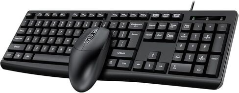 Wired Keyboard and Mouse Combo, USB Ergonomic Office Corded Mouse Set with 1000DPI Optical Resolution and Quiet Typing with Number Pad for Laptop PC Gaming Working (Black) in Saudi Arabia