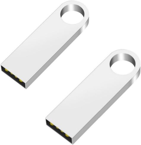 عبوتان بمنفذ USB 2.0 بسعة 64 جيجابايت، تصميم معدني بدون غطاء، مجموعة بطاقات ذاكرة محمولة باللون الفضي للصور ومقاطع الفيديو والمستندات والمدرسة والمكتب وتخزين السفر in Kuwait