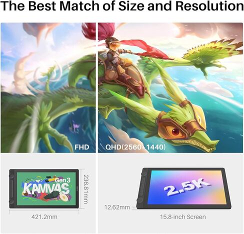 HUION KAMVAS 16 (Gen 3) تابلت رسم مع حزمة شاشة مع قلم HUION Slim PW600S in Kuwait