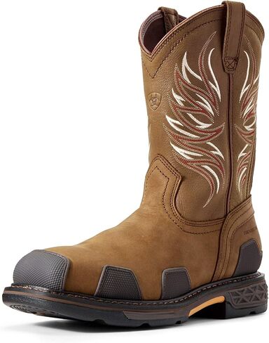 ARIAT Men's OverDrive Wide Square Toe Composite Toe Work Boot, Brown/Rough Stone, 12 in Saudi Arabia