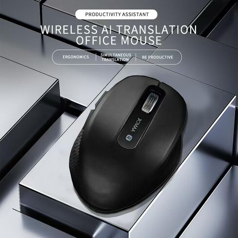 JOMAA Wireless + Bluetooth AI Mouse Smart Voice Mouse Support Stroke Translation Voice Input Conversion to Improve Work Efficiency, Applicable to Win, Mac (Black) in Kuwait