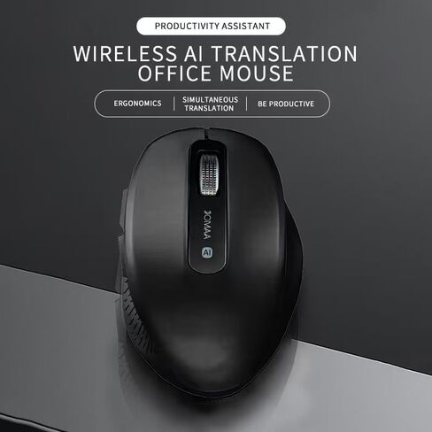 JOMAA Wireless + Bluetooth AI Mouse Smart Voice Mouse Support Stroke Translation Voice Input Conversion to Improve Work Efficiency, Applicable to Win, Mac (Black) in Kuwait