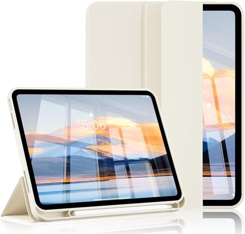 حافظة لجهاز iPad (A16) الجيل الحادي عشر مقاس 11 بوصة 2025، حافظة لجهاز iPad الجيل العاشر مقاس 10.9 بوصة 2022 مع حامل أقلام، غطاء حماية نحيف بحامل ثلاثي الطي ذكي، تنبيه/غفو تلقائي، بيج in Kuwait