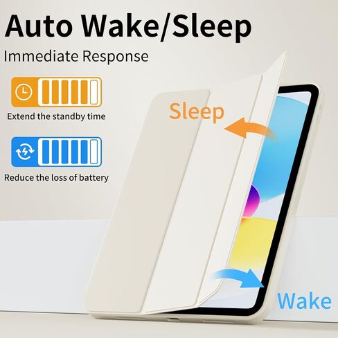 حافظة لجهاز iPad (A16) الجيل الحادي عشر مقاس 11 بوصة 2025، حافظة لجهاز iPad الجيل العاشر مقاس 10.9 بوصة 2022 مع حامل أقلام، غطاء حماية نحيف بحامل ثلاثي الطي ذكي، تنبيه/غفو تلقائي، بيج in Kuwait