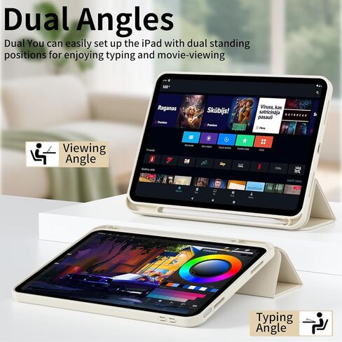 حافظة لجهاز iPad (A16) الجيل الحادي عشر مقاس 11 بوصة 2025، حافظة لجهاز iPad الجيل العاشر مقاس 10.9 بوصة 2022 مع حامل أقلام، غطاء حماية نحيف بحامل ثلاثي الطي ذكي، تنبيه/غفو تلقائي، بيج in Kuwait