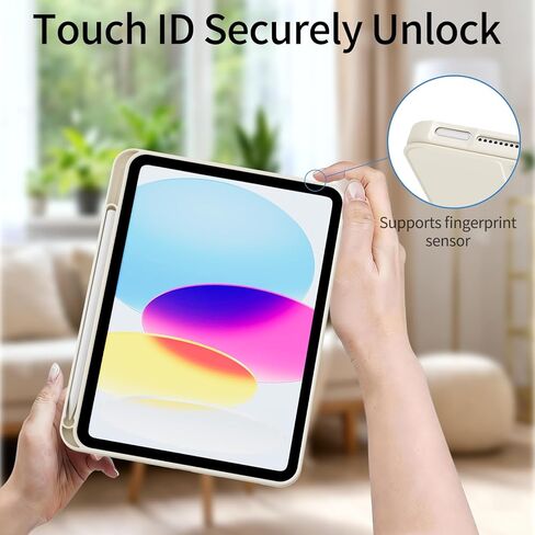 حافظة لجهاز iPad (A16) الجيل الحادي عشر مقاس 11 بوصة 2025، حافظة لجهاز iPad الجيل العاشر مقاس 10.9 بوصة 2022 مع حامل أقلام، غطاء حماية نحيف بحامل ثلاثي الطي ذكي، تنبيه/غفو تلقائي، بيج in Kuwait