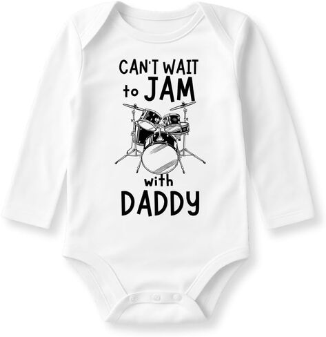 لا أستطيع الانتظار حتى المربى مع بدلة الأطفال Daddy Drummer، تي شيرت للأطفال الصغار والأطفال - هدية للآباء الموسيقيين in Kuwait