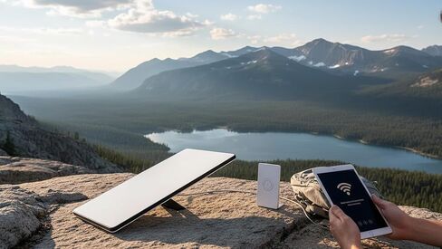 باقة Starlink Mini X: طبق قمر صناعي + راوتر لاسلكي | نظام إنترنت محمول عالي السرعة للمركبات الترفيهية والتخييم والمناطق النائية in Kuwait