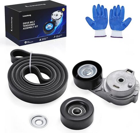 Drive Belt Tensioner Pulley Kit for Chevrolet Trailblazer, for GMC Envoy, for Buick Rainier, for Saab 9-7x, for Isuzu Ascender, for Oldsmobile Bravada, 4.2L L6, 2004-2009, 38178, 36227 in Saudi Arabia