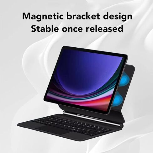 حافظة لوحة المفاتيح لجهاز Galaxy Tab s7 Plus s8 Plus s9، لوحة مفاتيح مغناطيسية للكمبيوتر اللوحي مع حامل ناتئ عائم وحامل قلم لوحة اللمس in Kuwait