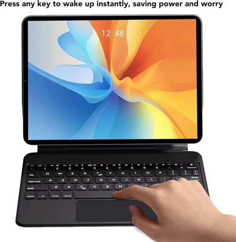 حافظة لوحة المفاتيح لجهاز Galaxy Tab s7 Plus s8 Plus s9، لوحة مفاتيح مغناطيسية للكمبيوتر اللوحي مع حامل ناتئ عائم وحامل قلم لوحة اللمس in Kuwait