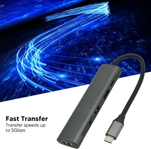 موزع USB C من Denash، محول USB متعدد المنافذ للشحن السريع بسرعة 5 جيجابت في الثانية 5 في 1 للمكتب والسفر للعمل، Denashvugi6qon8y in Kuwait