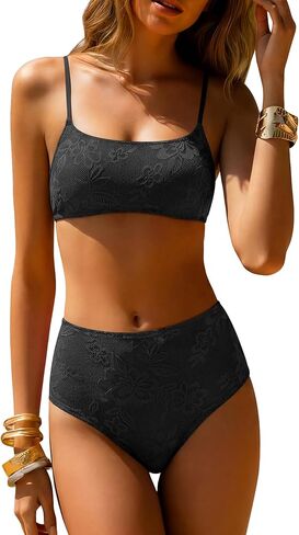 ANRABESS Womens High Waisted Bikini Sets 2 Piece Swimsuits Cute Lace Square Neck Modest Bathing Suit 2026 in Saudi Arabia