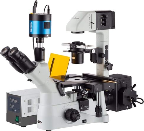 AmScope 40X-1500X تباين الطور المقلوب + مجهر مضان مع كاميرا منخفضة الإضاءة للغاية بدقة 6 ميجابكسل in Kuwait