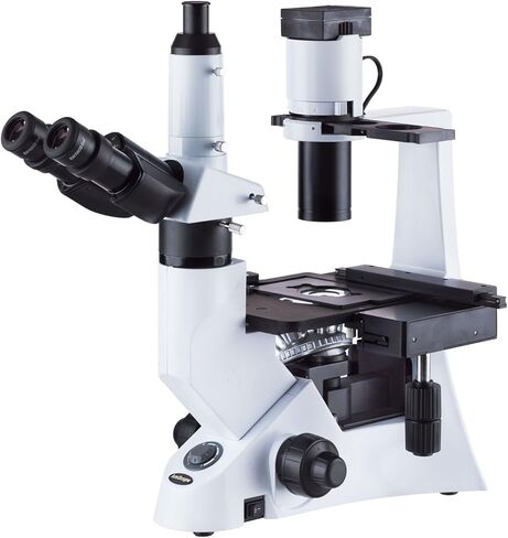 AmScope 40-1000X مجهر بيولوجي مقلوب مصحح الطور متباين الطور مع إضاءة 30 وات in Kuwait