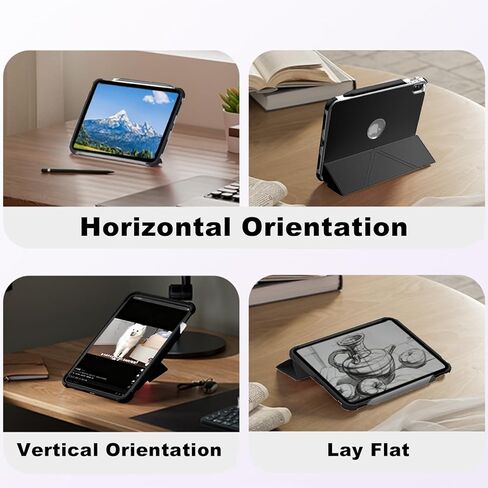 حافظة لجهاز iPad (A16) الجيل الحادي عشر 11 بوصة 2025، حافظة iPad الجيل العاشر 10.9 بوصة 2022 مع حامل قلم رصاص، غطاء حامل واقٍ مغناطيسي قابل للطي 3+Y (أسود) in Saudi Arabia