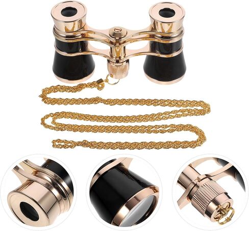 Mini Binoculars for Women with Chain, High Definition Portable Binocular Glasses, Compact Outdoor Concert Telescope in Black in Saudi Arabia