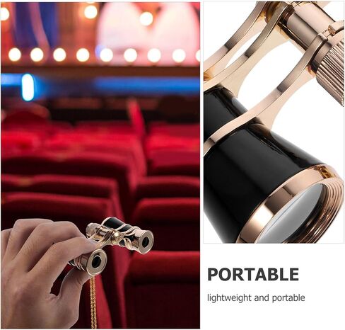 Mini Binoculars for Women with Chain, High Definition Portable Binocular Glasses, Compact Outdoor Concert Telescope in Black in Saudi Arabia