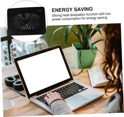NUOBESTY قاعدة تبريد للكمبيوتر المحمول بمراوح USB مزدوجة ومبرد محمول للكمبيوتر المحمول لتبديد الحرارة بكفاءة للألعاب ومحطات العمل باللون الأسود in Saudi Arabia