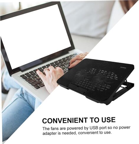 NUOBESTY قاعدة تبريد للكمبيوتر المحمول بمراوح USB مزدوجة ومبرد محمول للكمبيوتر المحمول لتبديد الحرارة بكفاءة للألعاب ومحطات العمل باللون الأسود in Saudi Arabia