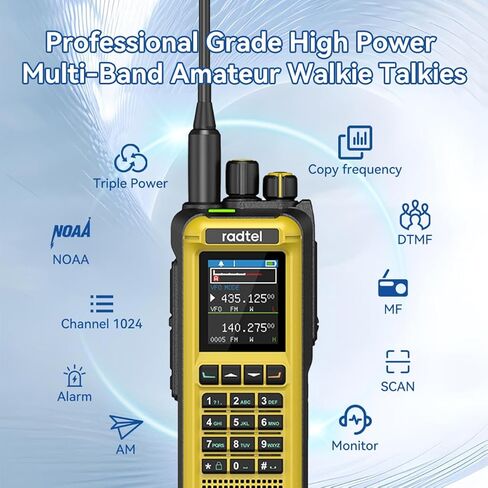 Radtel RT‑817A 18W جهاز اتصال لاسلكي ثنائي النطاق عالي الطاقة، AM/FM/VHF/UHF، 1024CH، NOAA، DTMF & VOX، شحن سريع من النوع C، راديو طويل المدى ثنائي الاتجاه للتخييم والمشي لمسافات طويلة والصيد وصيد الأسماك والبناء in Saudi Arabia