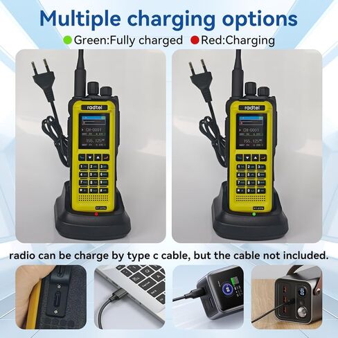 Radtel RT‑817A 18W جهاز اتصال لاسلكي ثنائي النطاق عالي الطاقة، AM/FM/VHF/UHF، 1024CH، NOAA، DTMF & VOX، شحن سريع من النوع C، راديو طويل المدى ثنائي الاتجاه للتخييم والمشي لمسافات طويلة والصيد وصيد الأسماك والبناء in Saudi Arabia