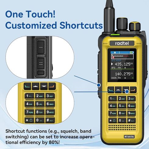 Radtel RT‑817A 18W جهاز اتصال لاسلكي ثنائي النطاق عالي الطاقة، AM/FM/VHF/UHF، 1024CH، NOAA، DTMF & VOX، شحن سريع من النوع C، راديو طويل المدى ثنائي الاتجاه للتخييم والمشي لمسافات طويلة والصيد وصيد الأسماك والبناء in Saudi Arabia