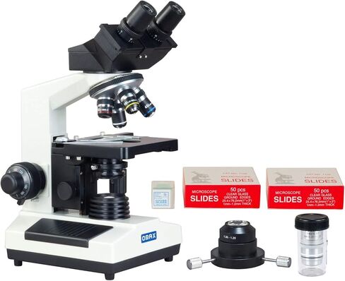 OMAX 40X-2000X Compound Binocular Microscope w Oil Darkfield Condenser+Blank Slides+Cover Slips in Saudi Arabia