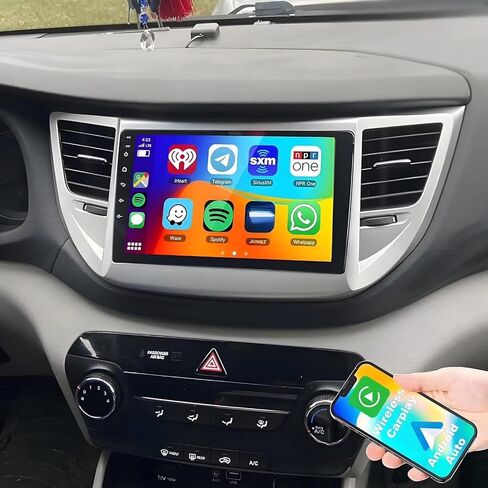 Android 15 Car Radio for 2015-2019 Hyundai Tucson with Wireless Carplay and Android Auto, 2+64GB 9 Inch Touch Screen Upgrade for Tucson in-Dash Navigation GPS Unit, WiFi, BT, HiFi, SWC, Backup Cam in Saudi Arabia