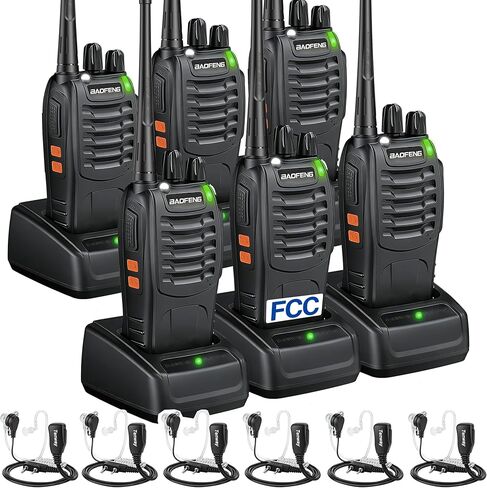 Baofeng BF-888S Walkie Talkies 6 Pack Long Range Two-Way Radios for Adults VOX 16 Channel UHF with Earpieces Li-ion Battery Flashlight FCC Certified for Camping Hiking Construction Kids Walkie-Talkie in Saudi Arabia