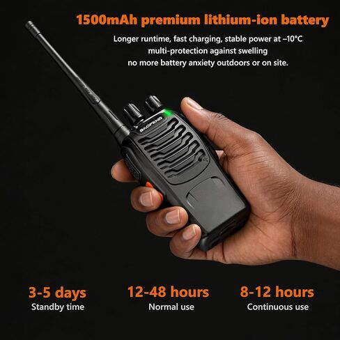 Baofeng BF-888S Walkie Talkies 6 Pack Long Range Two-Way Radios for Adults VOX 16 Channel UHF with Earpieces Li-ion Battery Flashlight FCC Certified for Camping Hiking Construction Kids Walkie-Talkie in Saudi Arabia
