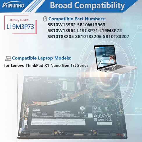 استبدال بطارية الكمبيوتر المحمول L19M3P72 L19M3P73 لجهاز Lenovo ThinkPad X1 Nano Gen 1st 20UN Series 5B10W13962 5B10W13963 5B10W13964 L19C3P71 SB10T83205 SB10T83206 SB10T83207 11.58V 48.2 واط ساعي 4170 مللي أمبير in Kuwait