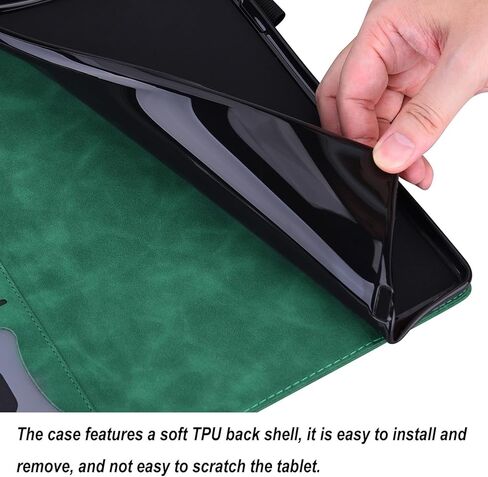 حافظة ريترو لجهاز Lenovo Idea Tab Plus 12.1 بوصة إصدار 2025 - غطاء واقٍ مقاوم للصدمات من جلد البولي يوريثان ومادة TPU الهجينة مع حزام قبضة مضاد للانزلاق، وفتحات للبطاقات ومسند - أخضر in Saudi Arabia