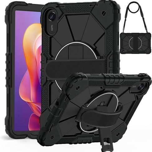 حافظة لهاتف Xiaomi Redmi Pad 2 مقاس 11 بوصة 2025، حافظة واقية مقاومة للصدمات مع مسند/حزام يد/غطاء حزام كتف لجهاز Redmi Pad 2 اللوحي مقاس 11 بوصة (أسود/أحمر) in Kuwait
