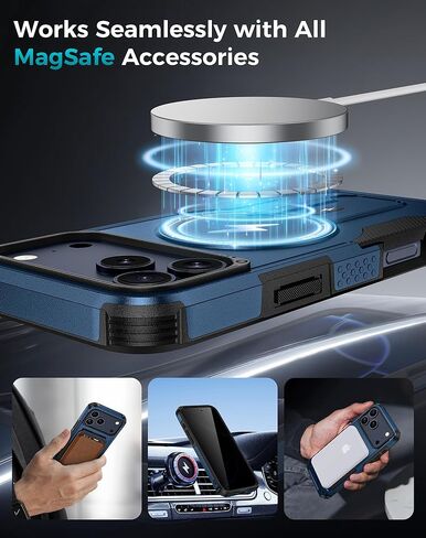 Goton 4in1 for iPhone 17 Pro Max Case with Belt Clip Holster, Privacy Tempered Glass Screen Protector & Camera Lens Protector, Compatible with MagSafe, Heavy Duty, Shockproof Phone Cover in Saudi Arabia