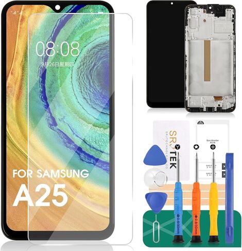 Incell for Samsung A25 5G LCD Display for Samsung Galaxy A25 Screen Replacement for Samsung SM-A256E SM-SM-A256B SM-A256U Touch Screen Digitizer Assembly Repair Kits with Frame (Black) in Saudi Arabia
