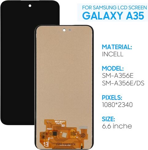 استبدال الشاشة لهاتف Samsung Galaxy A35 SM-A356U A356U1 A356B A356E 6.6 بوصة شاشة LCD تعمل باللمس محول رقمي كامل (Incell، وليس بصمة الإصبع) in Saudi Arabia