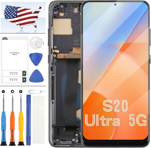 Incell for Samsung Galaxy S20 Ultra Screen Replacement,Screen for Samsung Galaxy S20 Ultra 5G SM-G988B SM-G988U LCD Display Touch Digitizer Assembly with Frame(Not Fingerprint) (Black) in Saudi Arabia