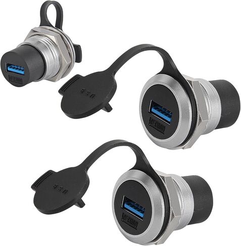 3Pcs USB 3.0 Panel Mount Coupler, Female to Female Bulkhead Extension Adapter with Waterproof Dust Cap, USB A Pass Through Connector for Secure Data Transfer in Saudi Arabia
