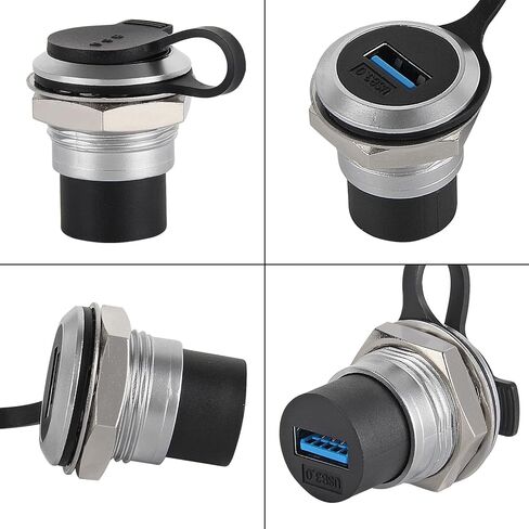 3Pcs USB 3.0 Panel Mount Coupler, Female to Female Bulkhead Extension Adapter with Waterproof Dust Cap, USB A Pass Through Connector for Secure Data Transfer in Saudi Arabia
