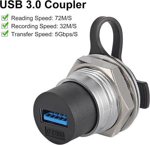 3Pcs USB 3.0 Panel Mount Coupler, Female to Female Bulkhead Extension Adapter with Waterproof Dust Cap, USB A Pass Through Connector for Secure Data Transfer in Saudi Arabia