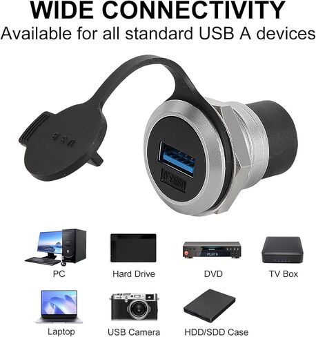 3Pcs USB 3.0 Panel Mount Coupler, Female to Female Bulkhead Extension Adapter with Waterproof Dust Cap, USB A Pass Through Connector for Secure Data Transfer in Saudi Arabia