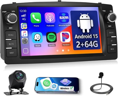4+64G Radio for Toyota Corolla E120 E130 2000-2006, 7 Inch Android 15 Touch Screen for E120 Car Stereo with Carplay/Bluetooth5.0/EQ/FM/RDS/5GHz WiFi/GPS Navigation/1280 * 720 in Saudi Arabia