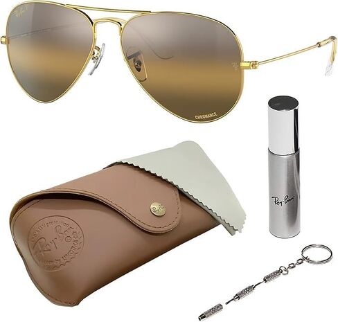 نظارات شمسية Ray-Ban RB3025 AVIATOR CHROMANCE POLARIZED Pilot Shape مع مجموعة النظارات الرسمية in Kuwait
