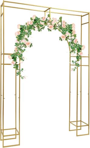 MRFIOJYDR قوس الزفاف المعدني، 7.9FT × 5.9FT المربع الخارجي والقوس الداخلي 44.09LBS تحميل زهرة بالون قوس الوقوف لحفل زفاف عيد ميلاد الطفل دش التخرج ديكور (أبيض) in Kuwait