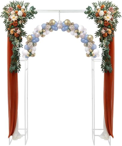 MRFIOJYDR قوس الزفاف المعدني، 7.9FT × 5.9FT المربع الخارجي والقوس الداخلي 44.09LBS تحميل زهرة بالون قوس الوقوف لحفل زفاف عيد ميلاد الطفل دش التخرج ديكور (أبيض) in Kuwait