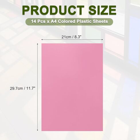 MECCANIXITY 14 Pcs Colored Plastic Sheets, A4 Transparent Amber Film Color Correction Gel Light Filter Waterproof 11.7 x 8.3 Sheet for DIY Crafts, LED Lighting, Photo (Pink) in Saudi Arabia